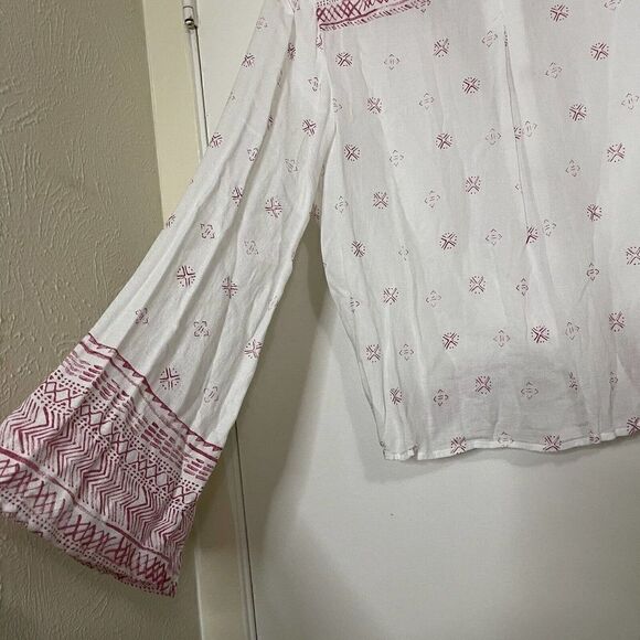 TJD The Jetset Diaries Red white boho tribal Twist front top size US small - Picture 7 of 7